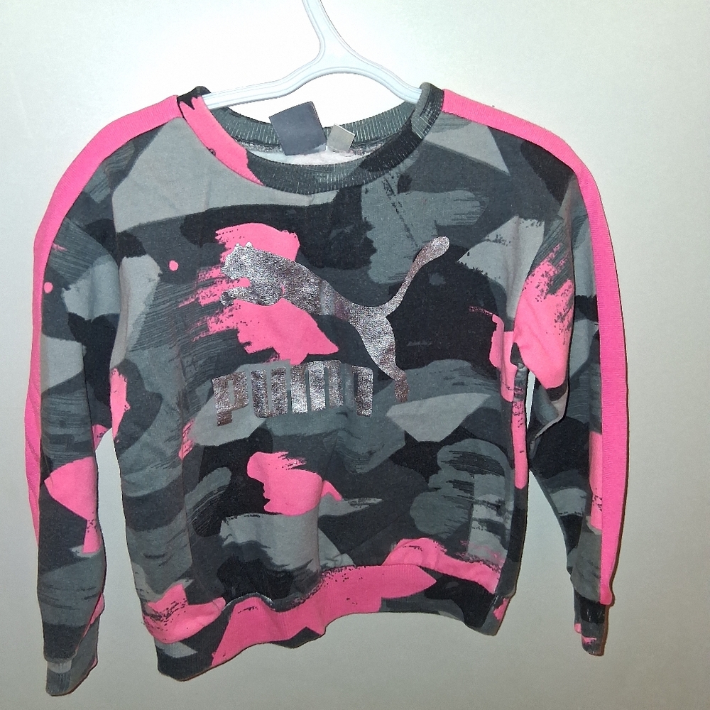 Puma Pink and Gray Camouflage Sweatshirt